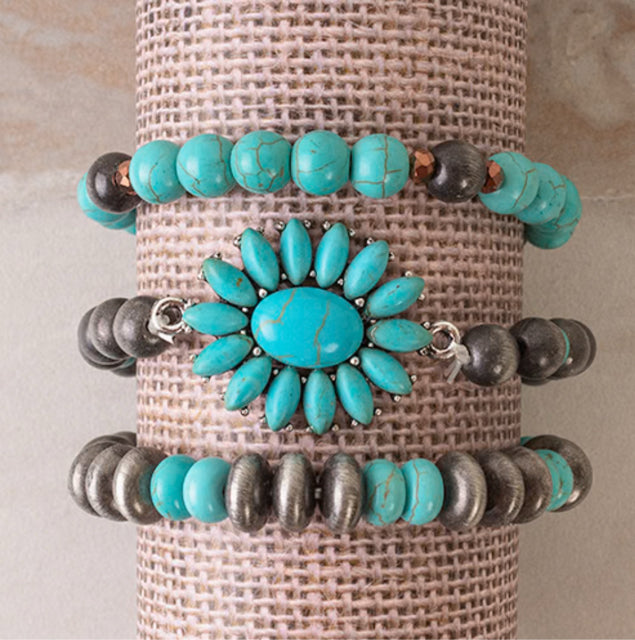 New YF Turquoise Pewter Bracelet