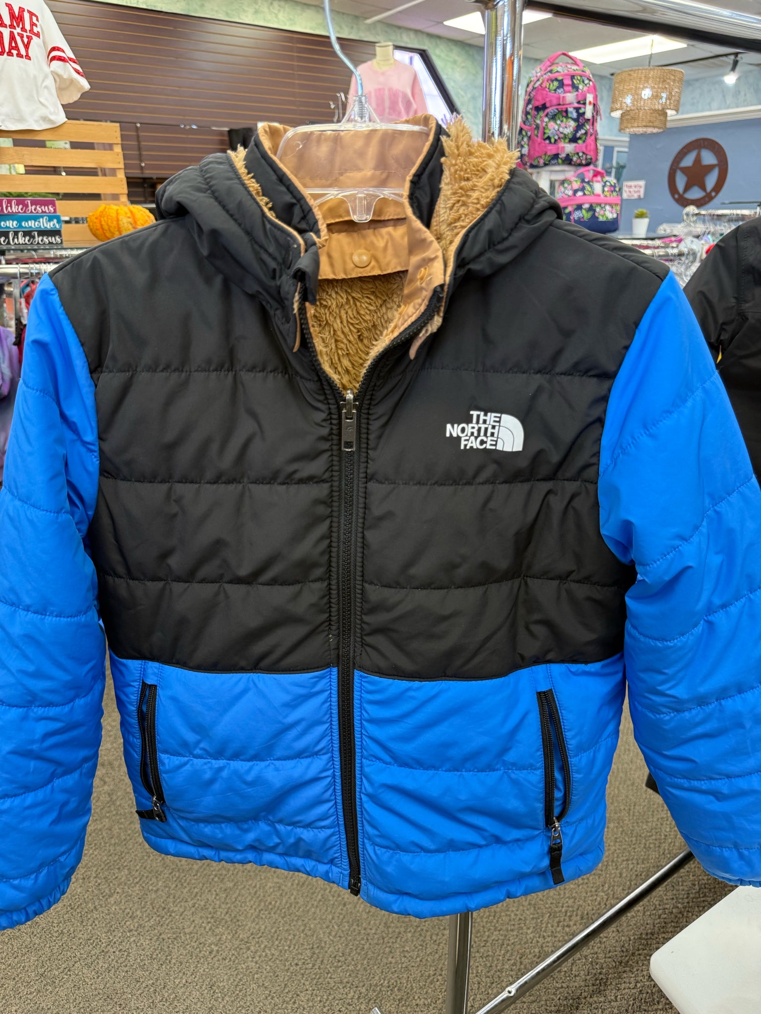 Pre-owned NORTH FACE Black Royal Blue C-SIZE 10 Long Sleeve BOYS Designer Jacket