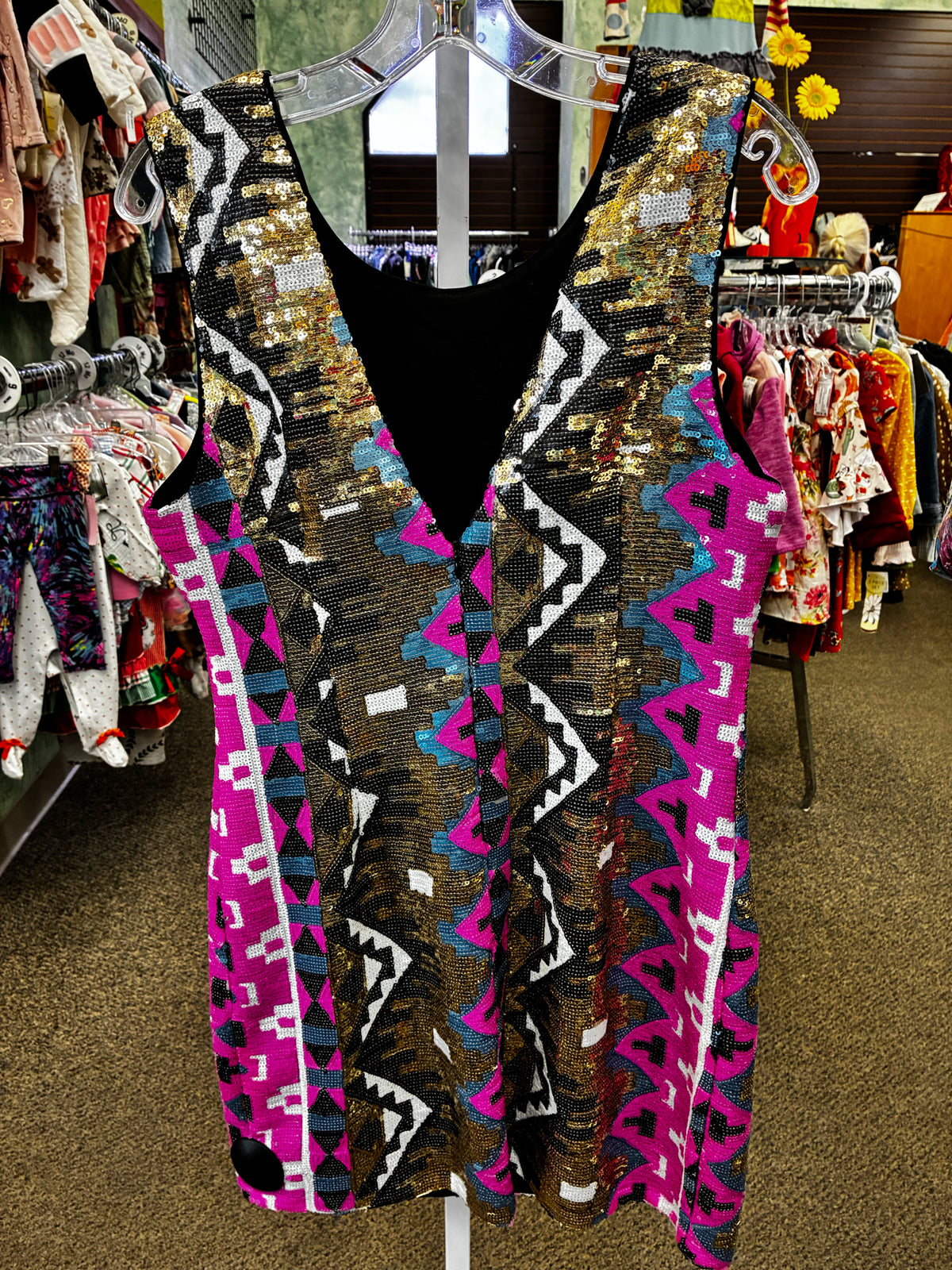 New with Tag GB Hot pink print Gold Size 10 Sleeveless Dress