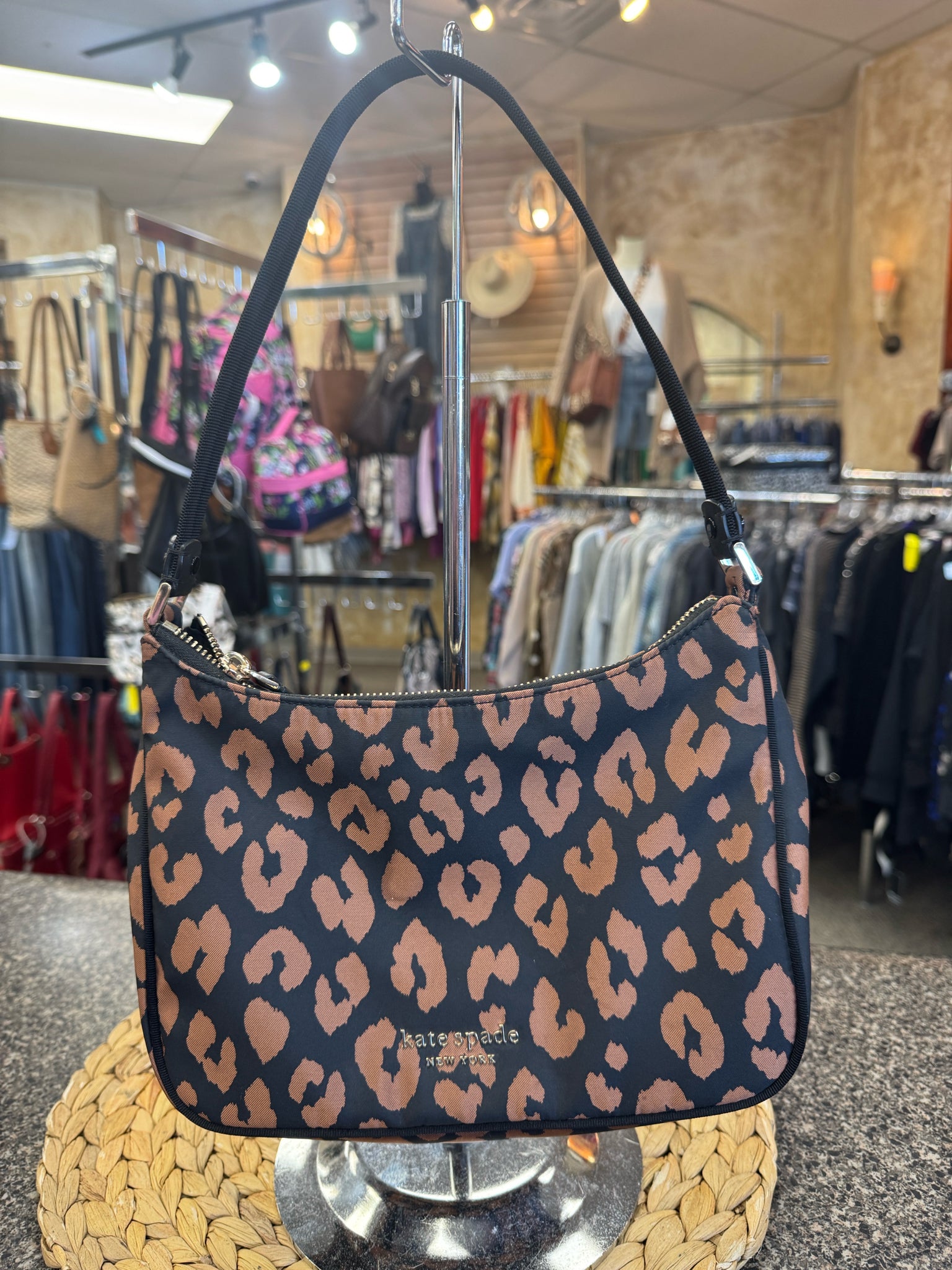 Pre-owned KATE SPADE Black animal Brown Shoulder Designer Purse