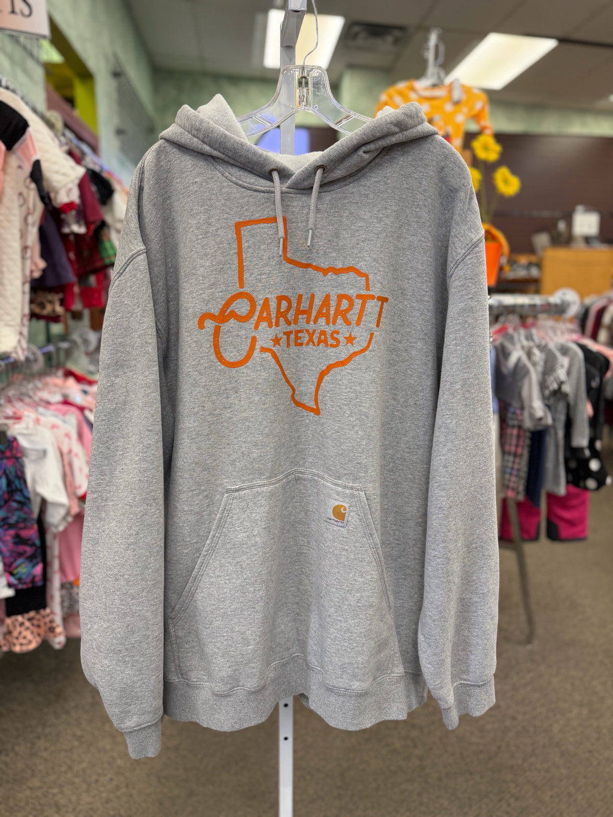Pre-owned CARHARTT Gray Burnt Orange Men Size 2X Long Sleeve Mens Hoodie