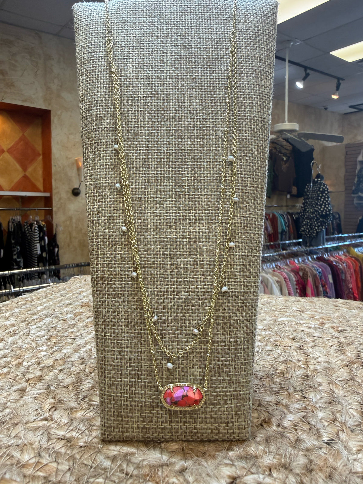 Pre-owned KENDRA SCOTT Red Pink Designer Necklace