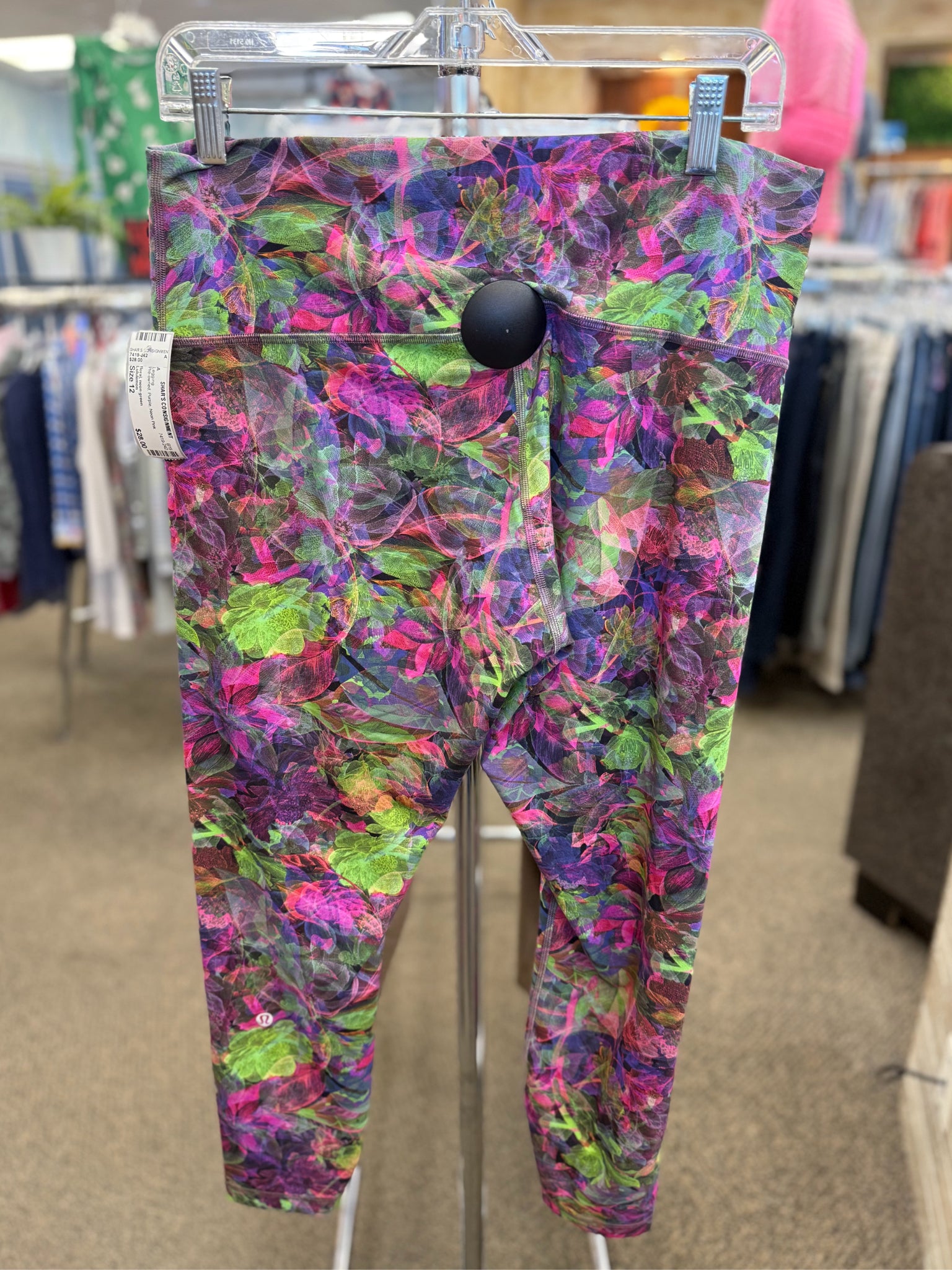 Pre-owned Lululemon Purple Neon Pink # SIZE 12 Legging