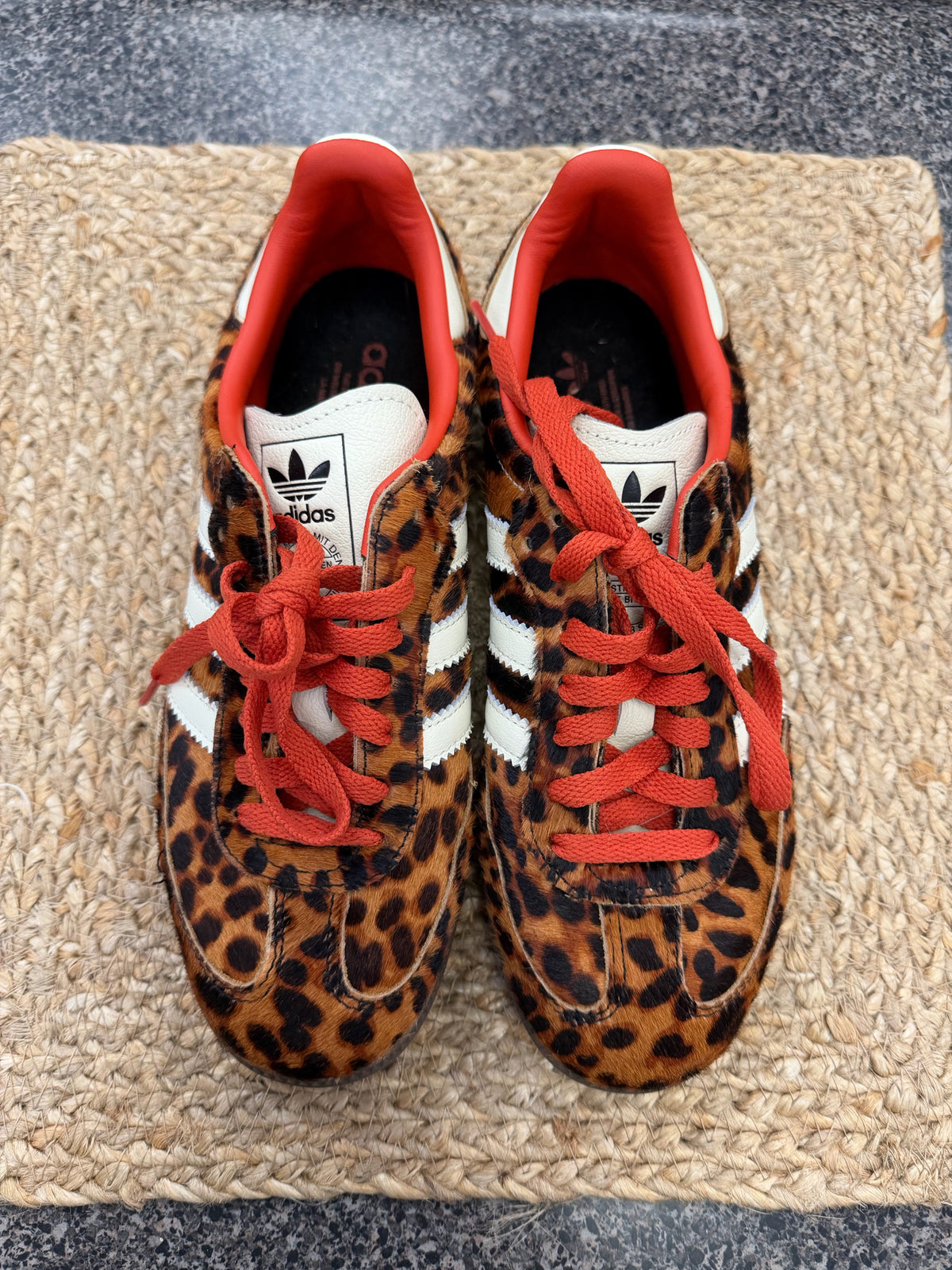 Pre-owned ADIDAS Leopard Cream Trim Size 8 Designer Sneaker