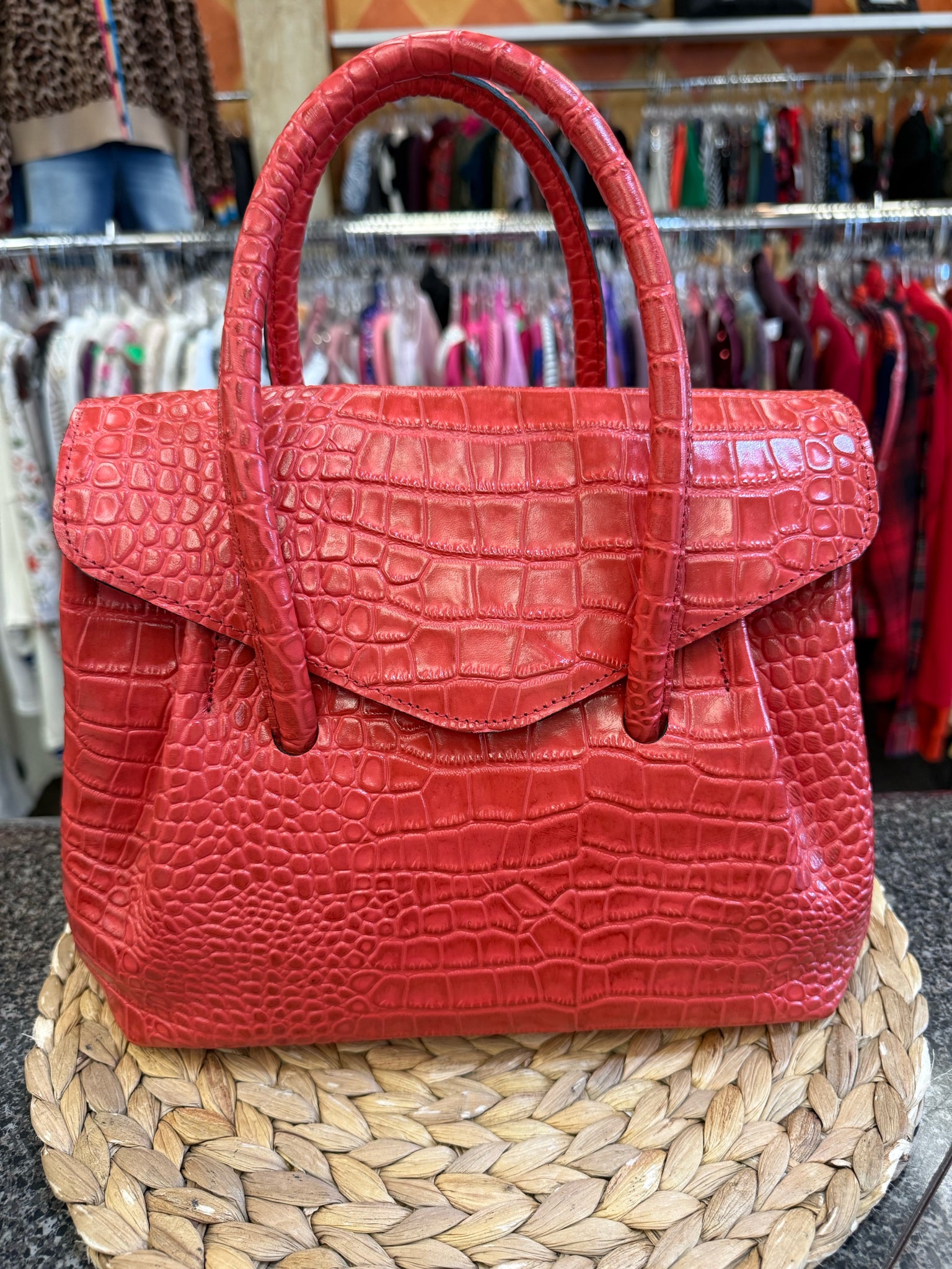 Pre-owned PATRICIA NASH Red Shoulder Designer Purse