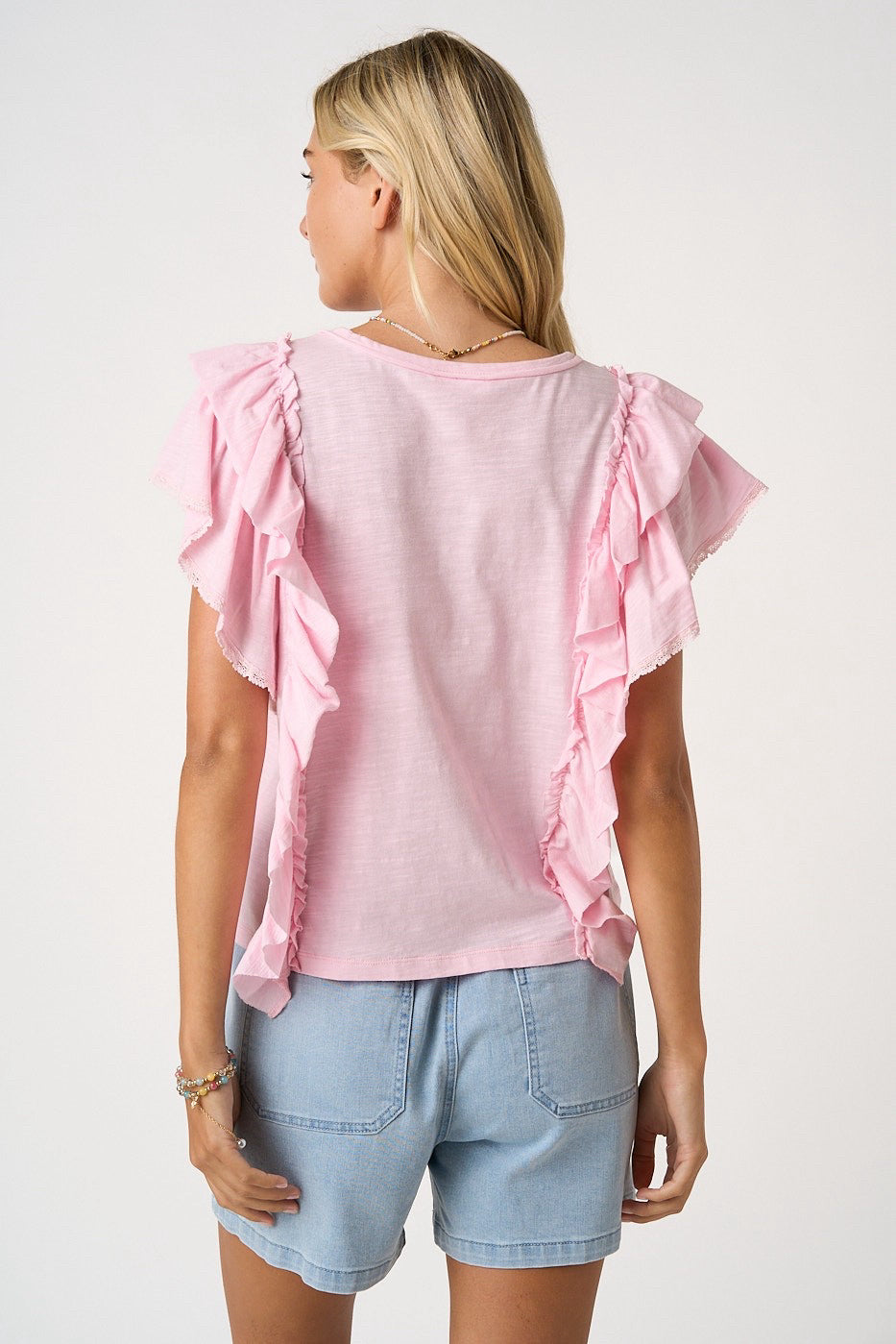 New MITTOSHOP Light pink Size: S Cap Sleeve Blouse