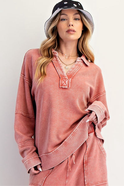 New EASEL Red Size S/M Long Sleeve Blouse