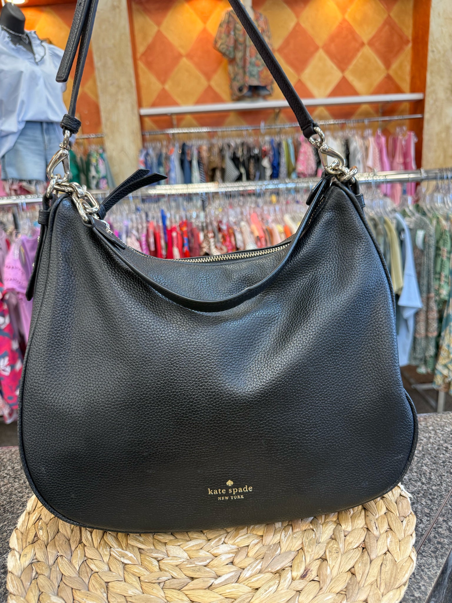 Pre-owned KATE SPADE Black Silver Hardware Crossbody Designer Purse