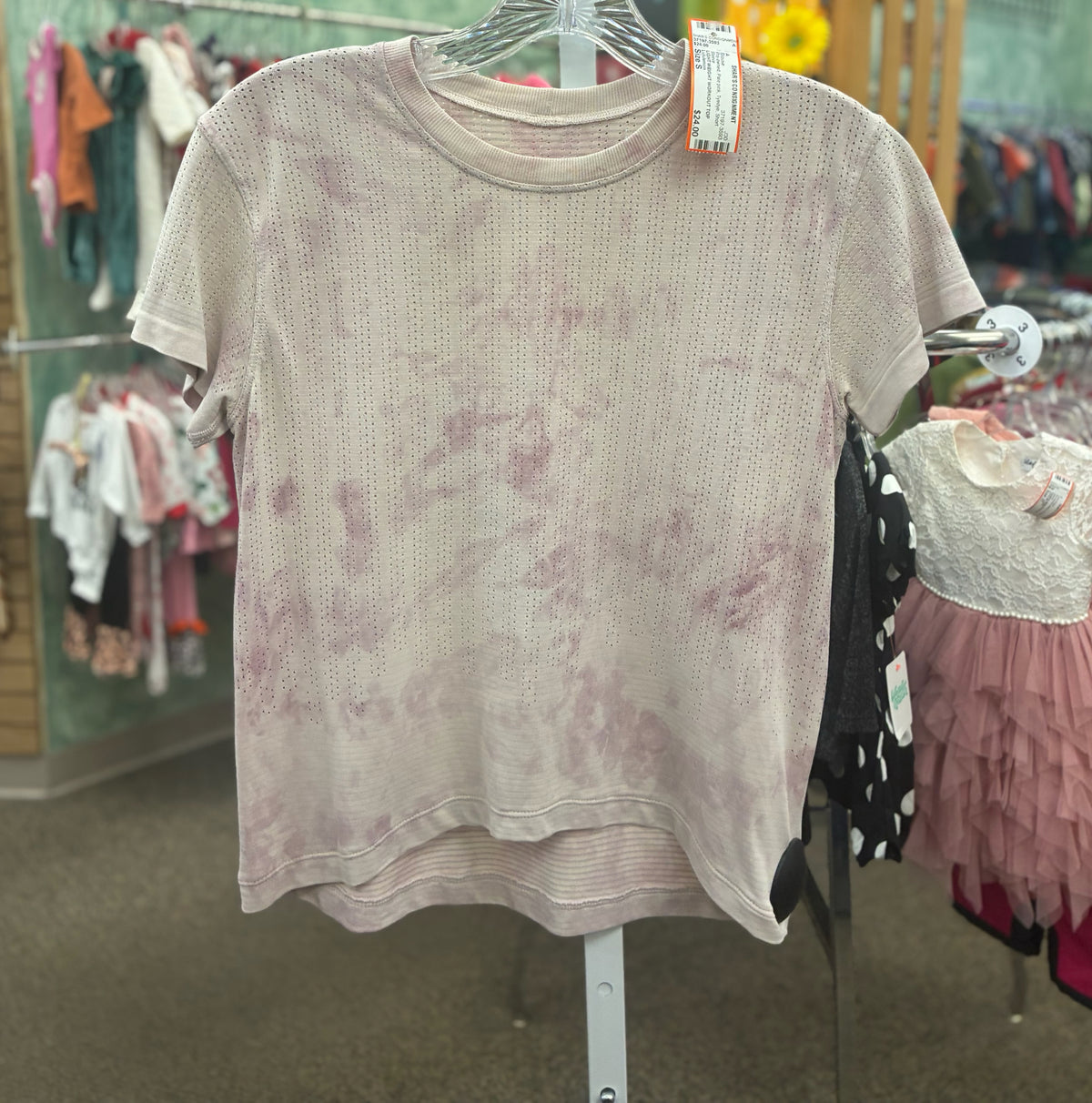 Pre-owned Lululemon Pale pink Tyedye Size: S Short Sleeve Blouse