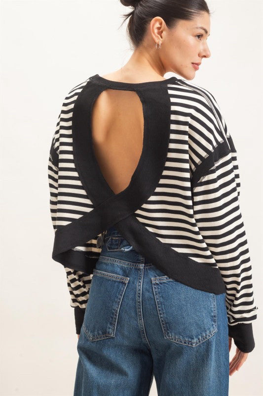 New HYFVE Black stripe Size: S Long Sleeve Blouse