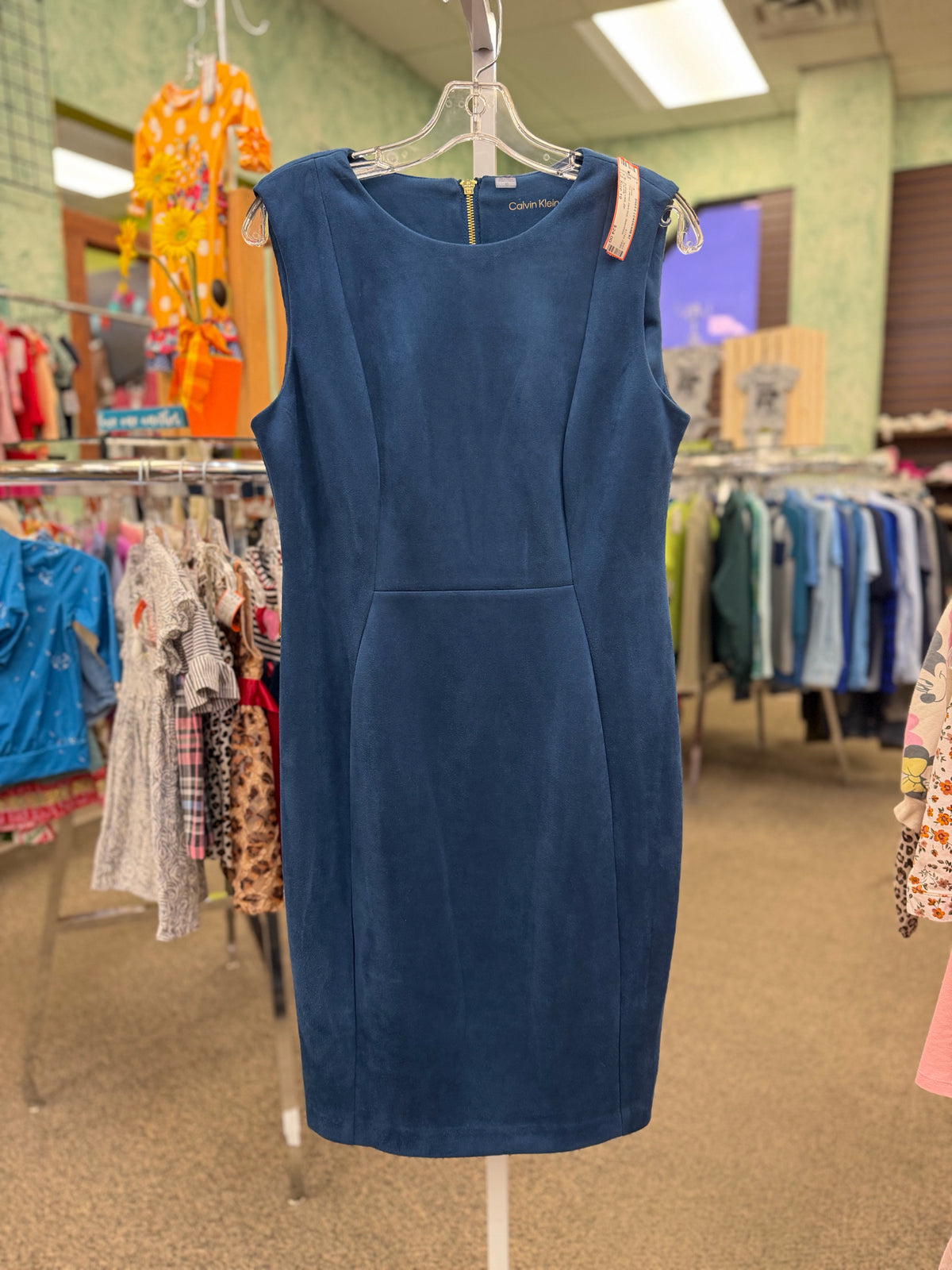 Pre-owned CALVIN Dark blue Size 10 Sleeveless Dress