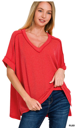 New Zenana Red Size: M/L Short Sleeve Blouse