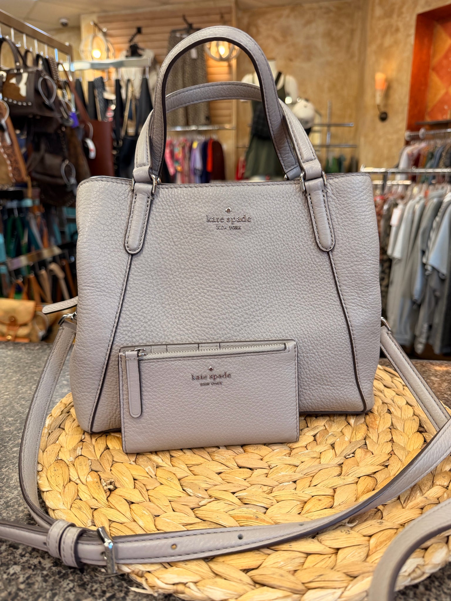 Pre-owned KATE SPADE Gray Designer Purse Set