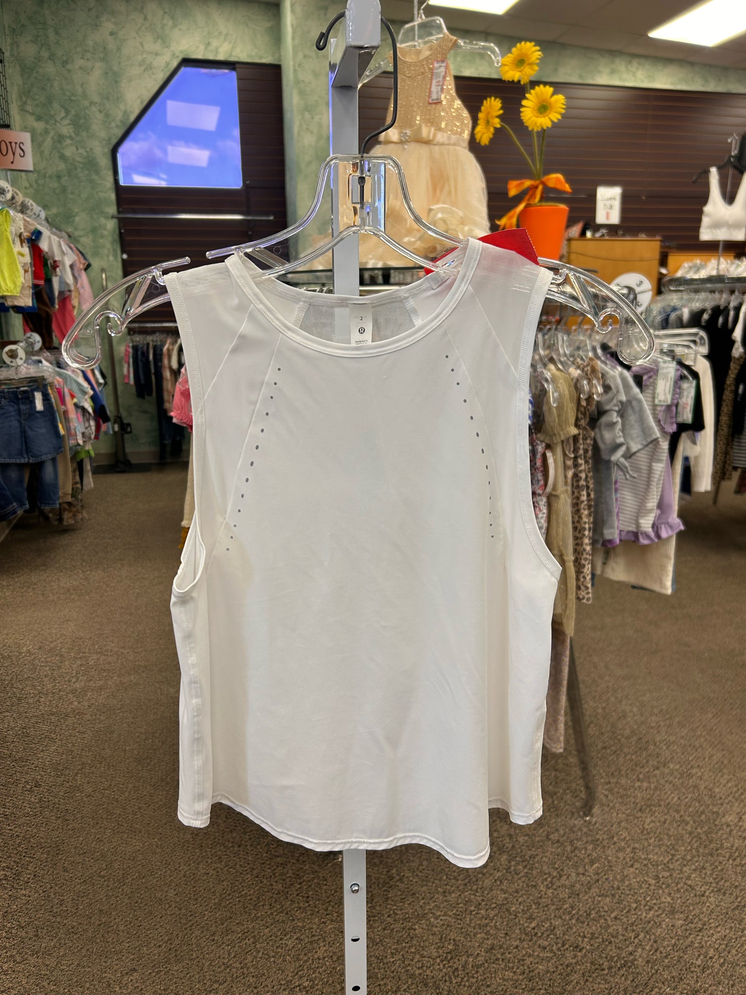 Pre-owned Lululemon White Gray Trim Size: XS Sleeveless Blouse