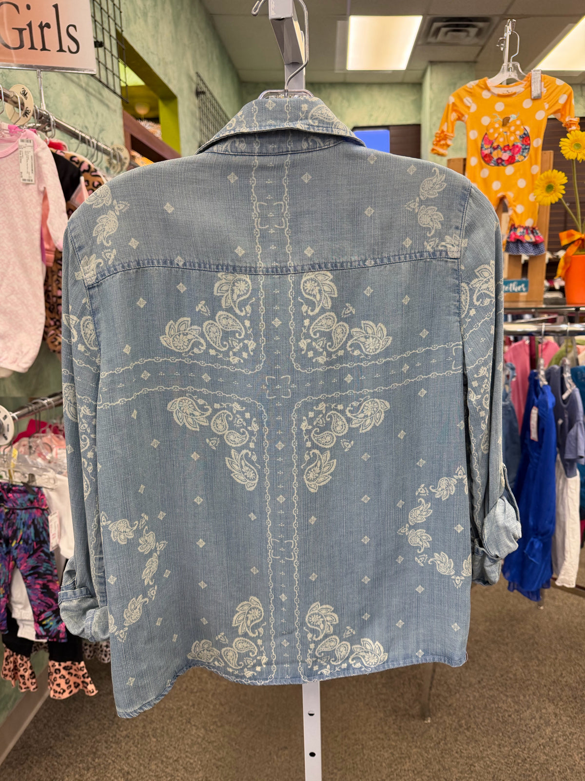 Pre-owned JOHN MARK Blue White Trim Size: S Long Sleeve Blouse
