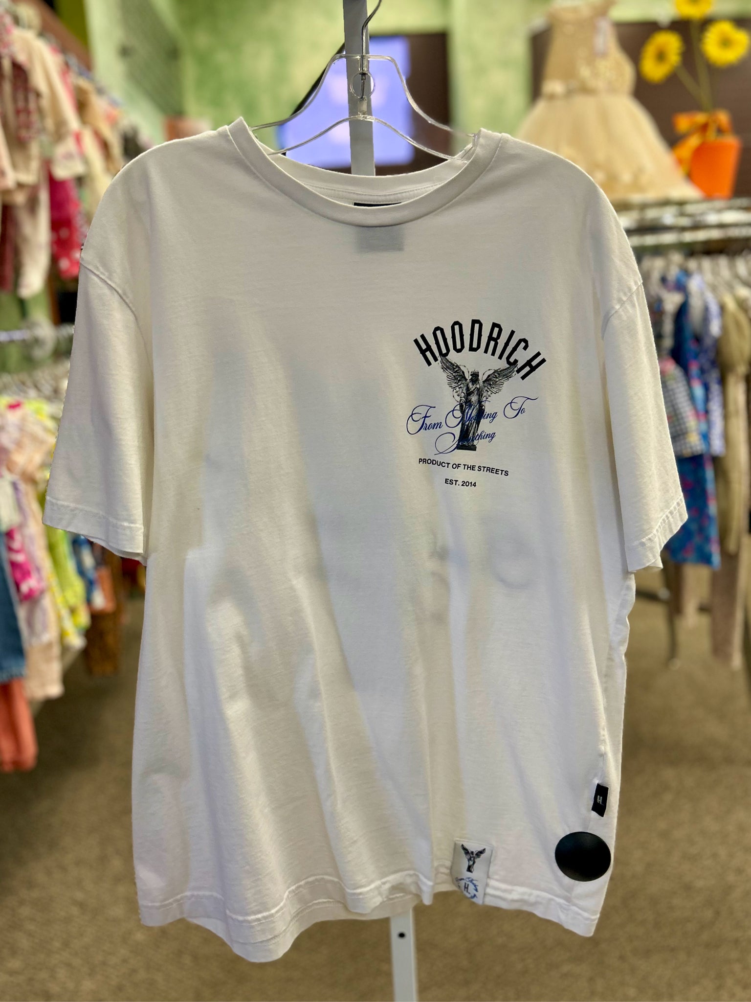 Pre-owned HOODRICH White Black Trim Size L Short Sleeve Tee