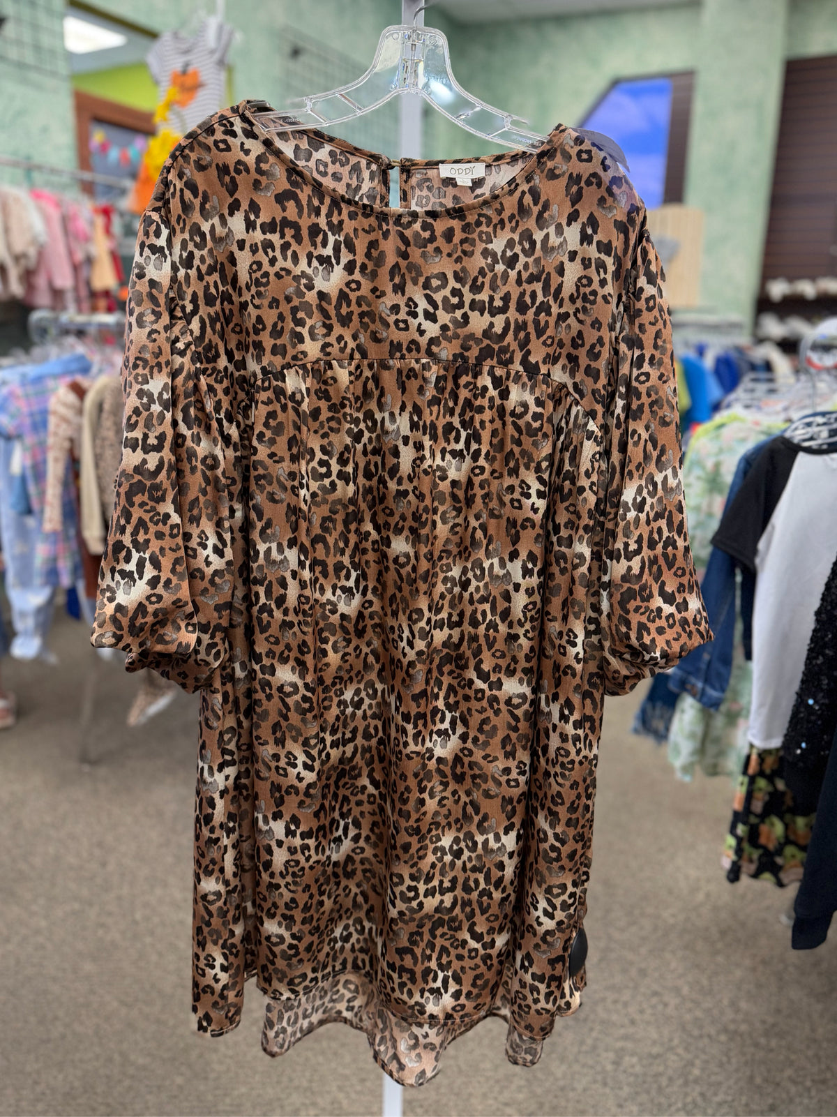 Pre-owned ODDI Leopard Size 14 Quarter Sleeve Dress
