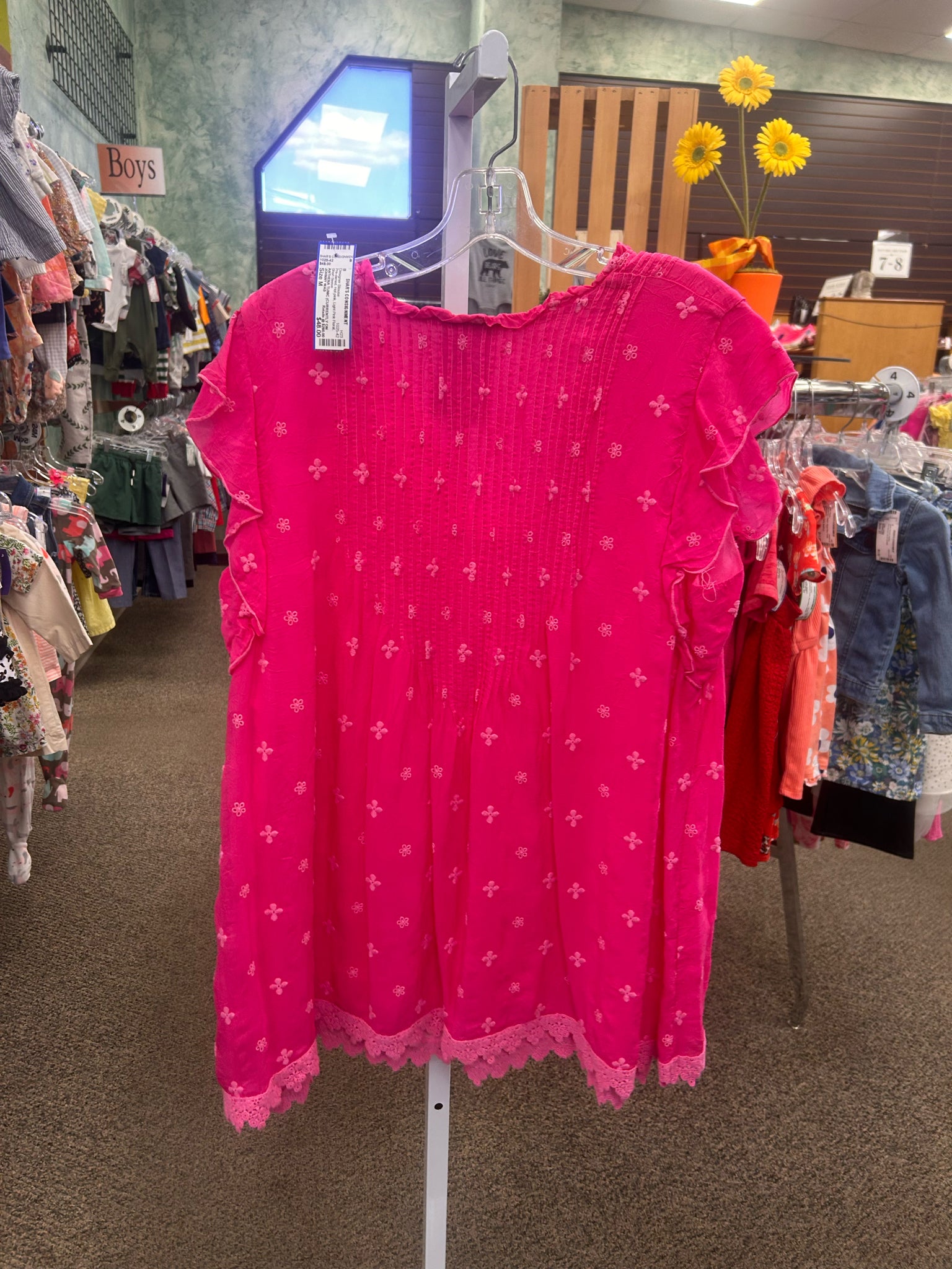 Pre-owned JOHNNY WAS Hot pink Light Pink Floral Short Sleeve Designer Blouse