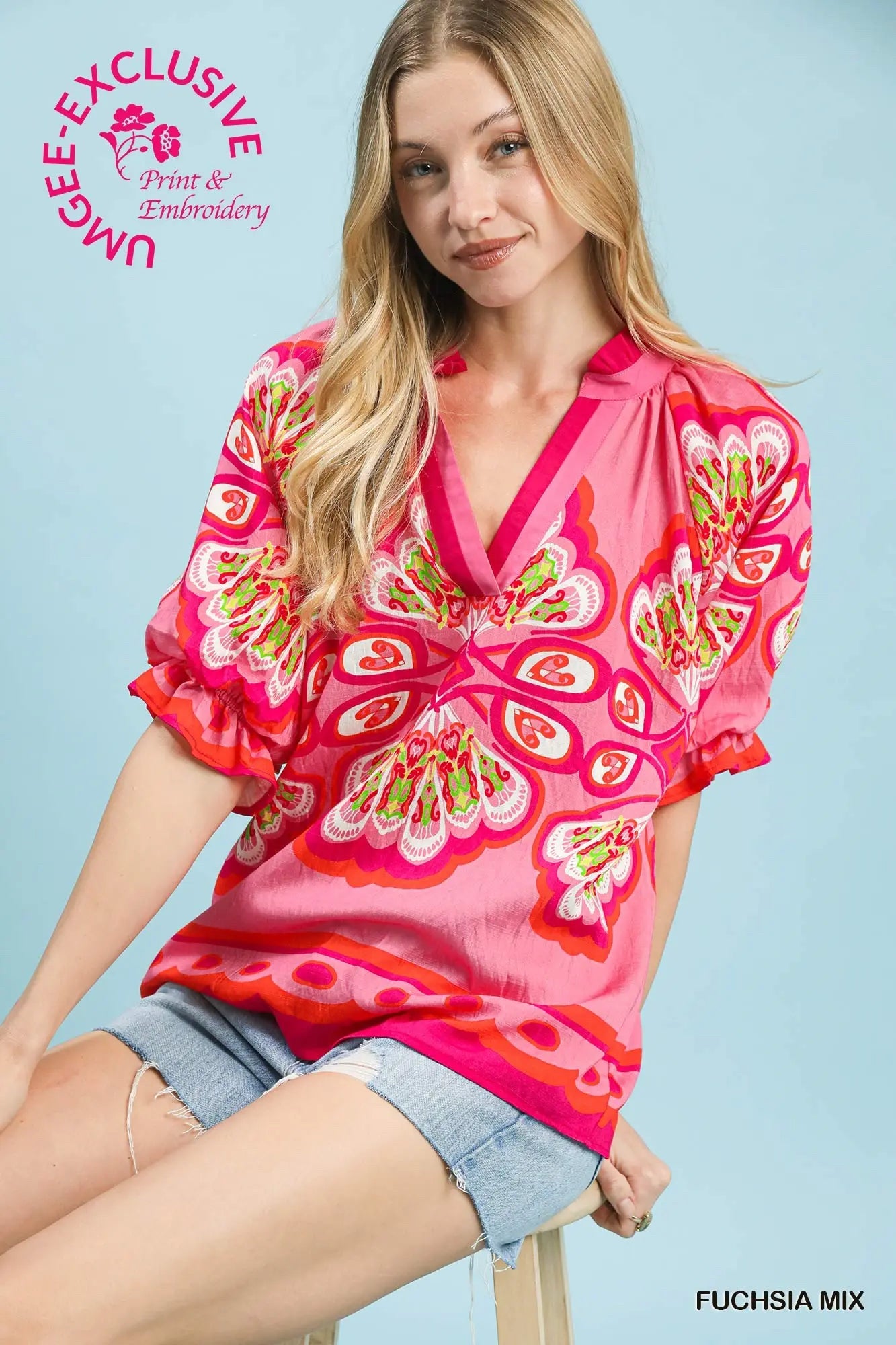 New UMGEE Pink Size: S Short Sleeve Blouse
