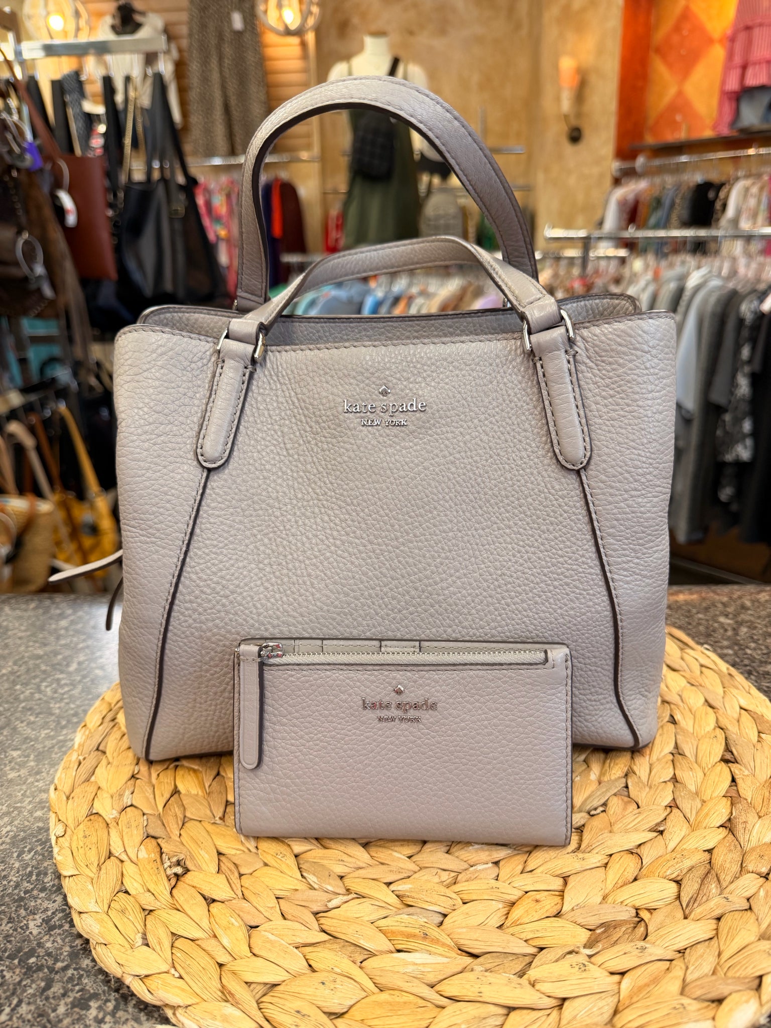 Pre-owned KATE SPADE Gray Designer Purse Set