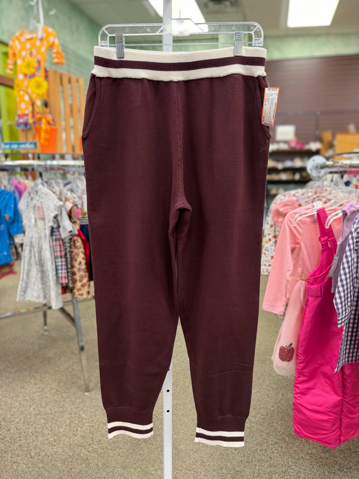 Pre-owned SSYS Maroon White Trim # SIZE 10 Sweatpants