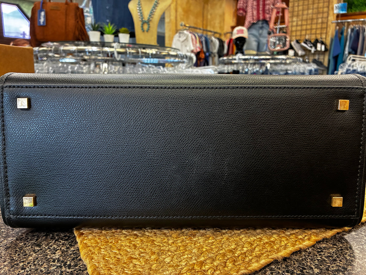 Pre-owned MICHAEL KORS Black Gold Trim Tote Designer Purse