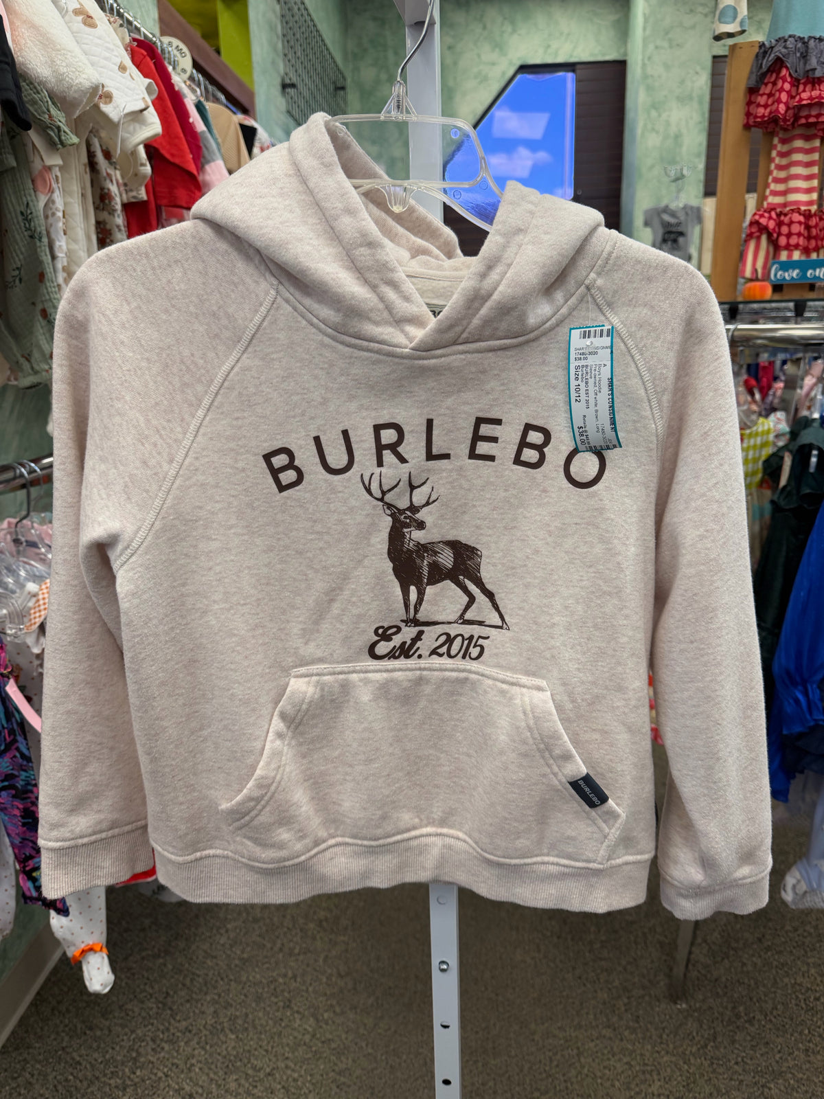 Pre-owned Burlebo Off white Brown C-SIZE 10/12 Long Sleeve Boys Hoodie