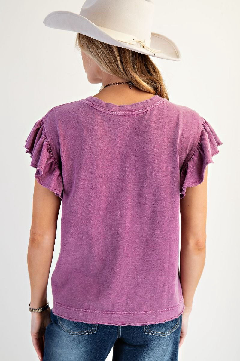New EASEL Purple Size S Short Sleeve Blouse