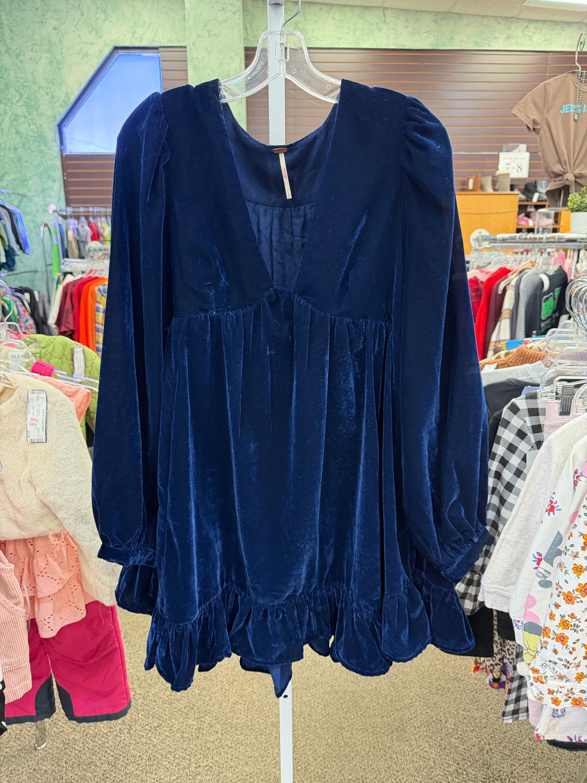 Pre-owned FREE PEOPLE Navy Size 6 Long Sleeve Dress