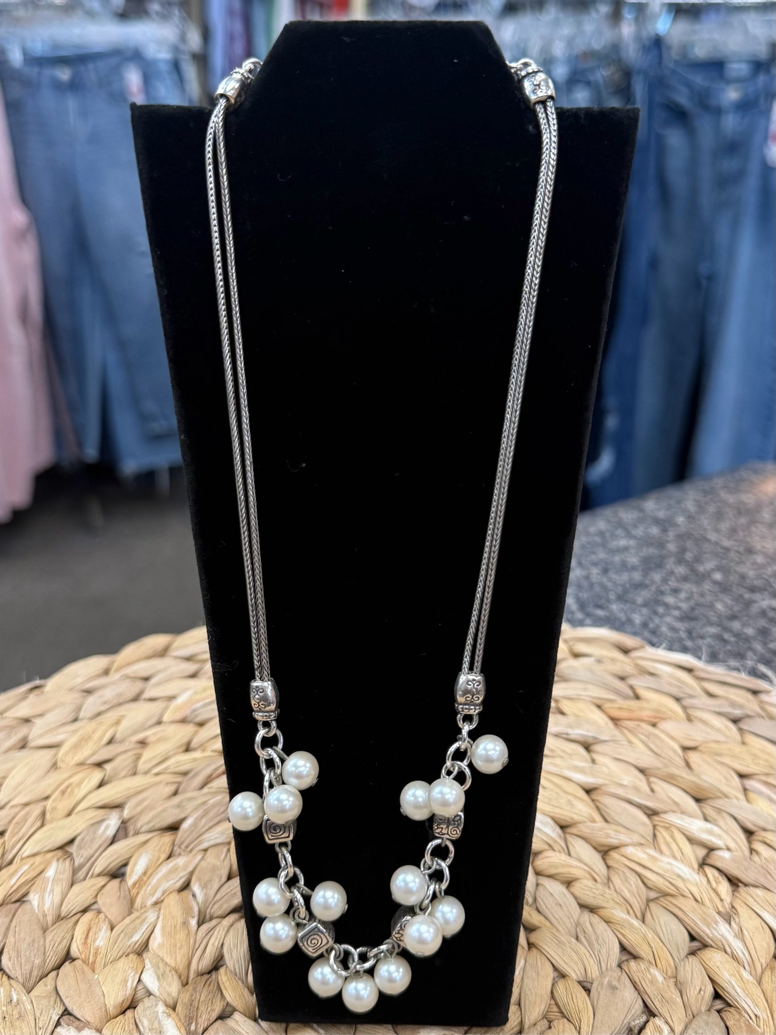 Pre-owned BRIGHTON Silver Pearl Designer Necklace