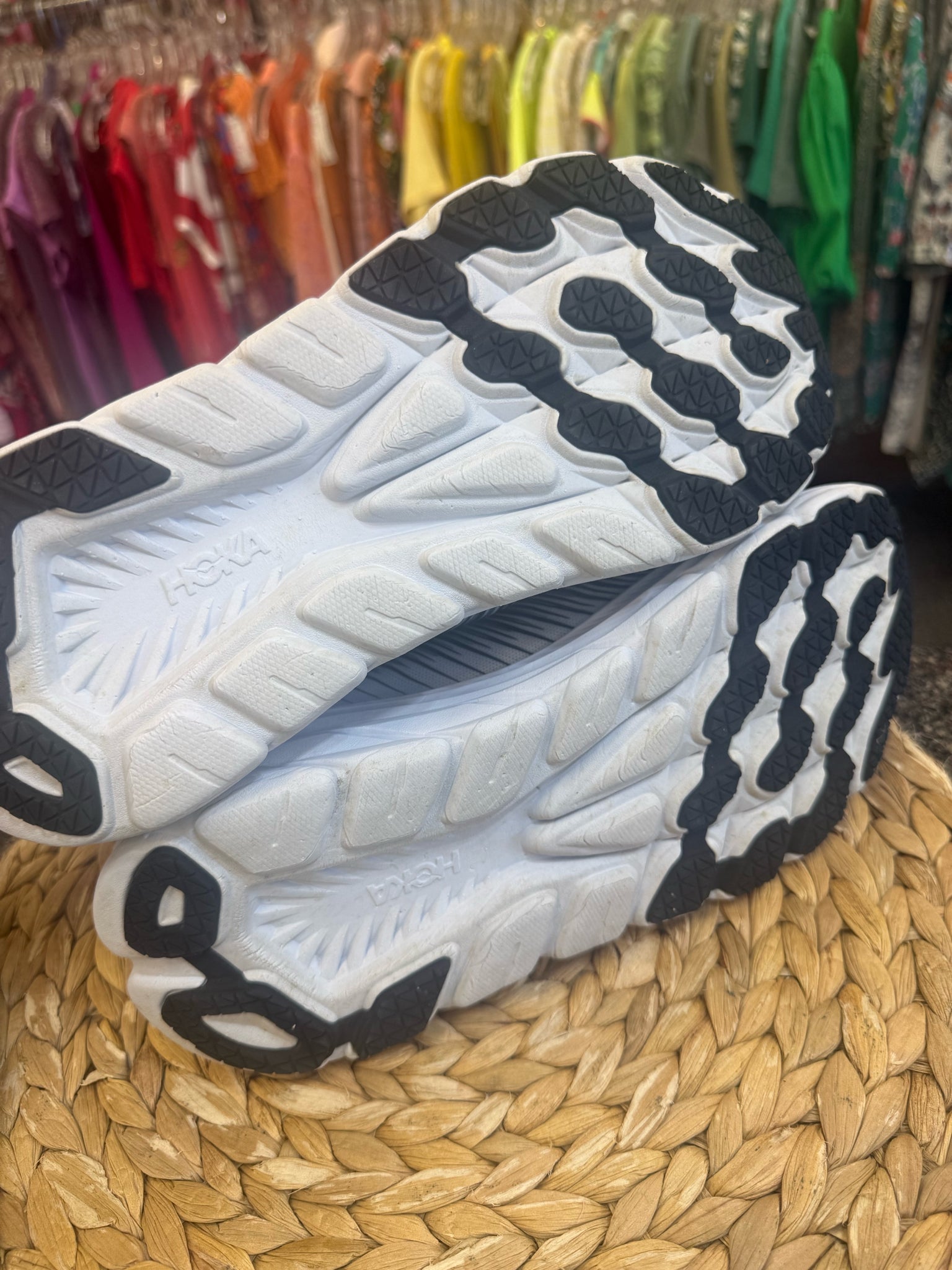 Pre-owned HOKA Black White Trim Size 10 Designer Sneaker