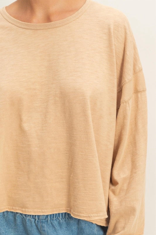 New DOUBLE ZERO Taupe Long Sleeve Blouse