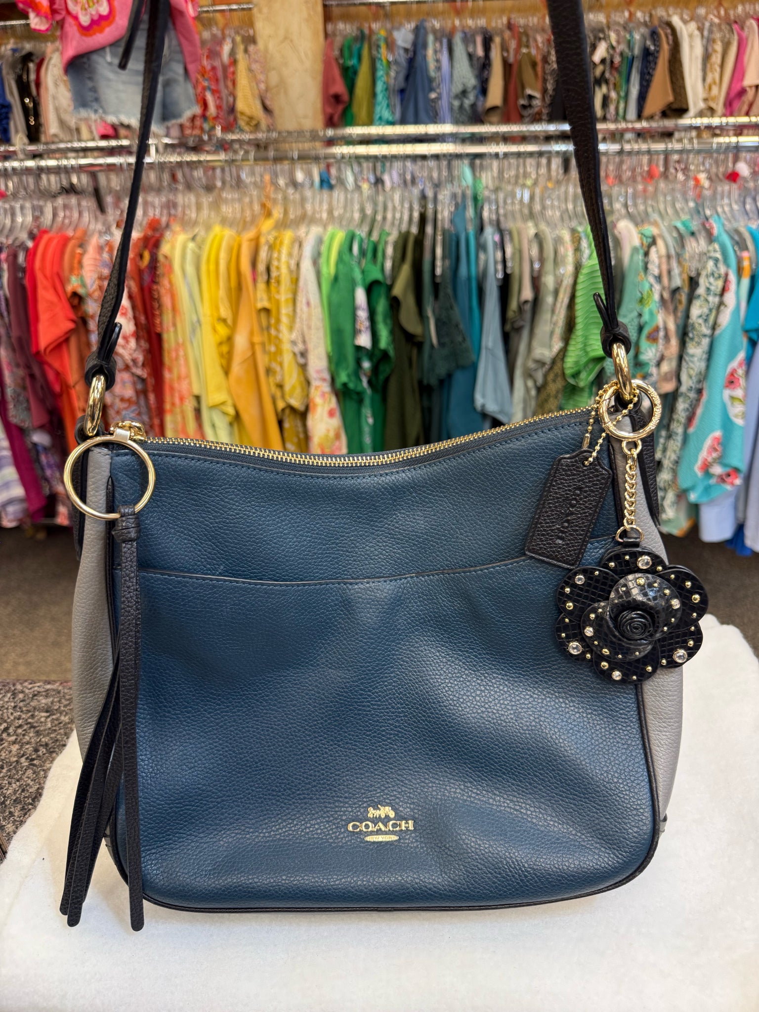 Pre-owned COACH Dark teal Grey Crossbody Designer Purse
