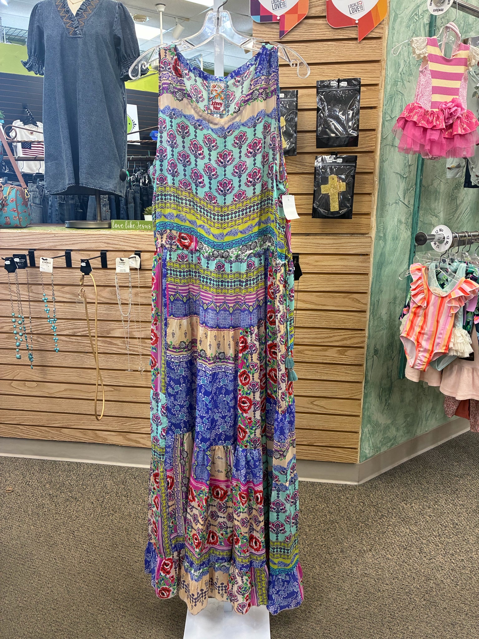 Pre-owned JOHNNY WAS PURPLE PAISLEY Multi Print Size 14 Sleeveless Dress