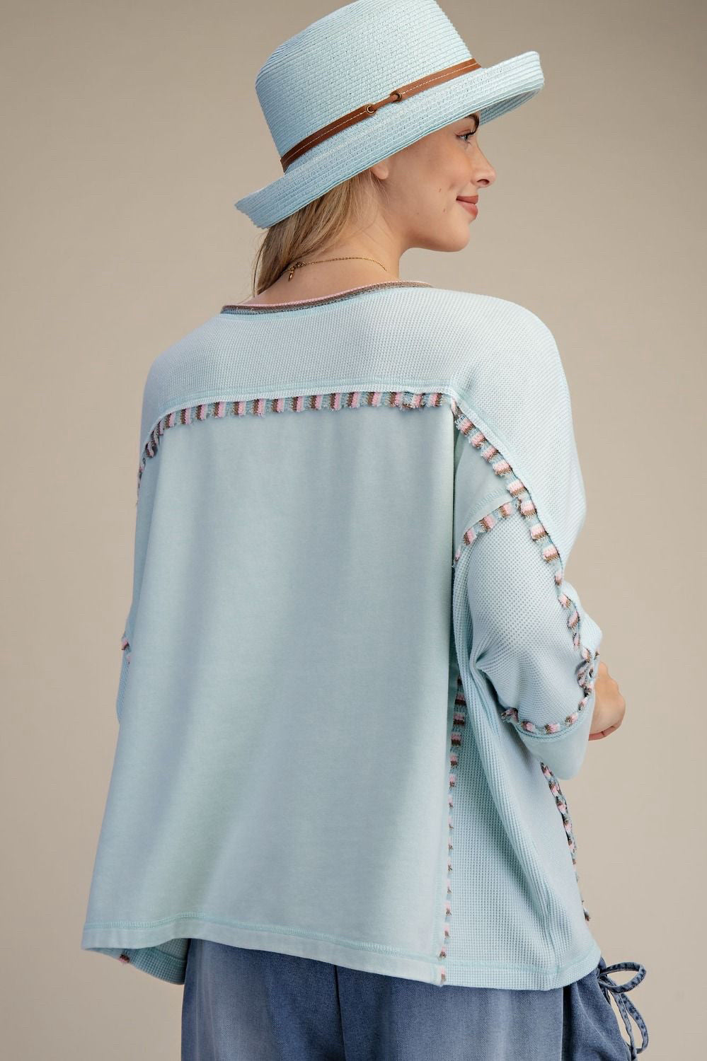 New EASEL Light blue Quarter Sleeve Blouse