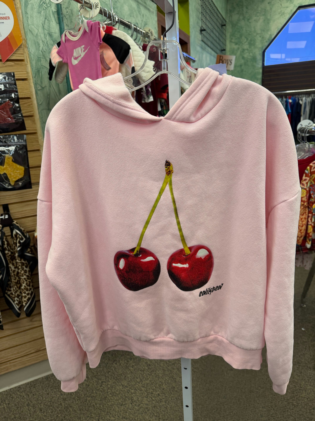 Pre-owned EDIKTED Light pink Red Trim Size XS Long Sleeve Hoodie