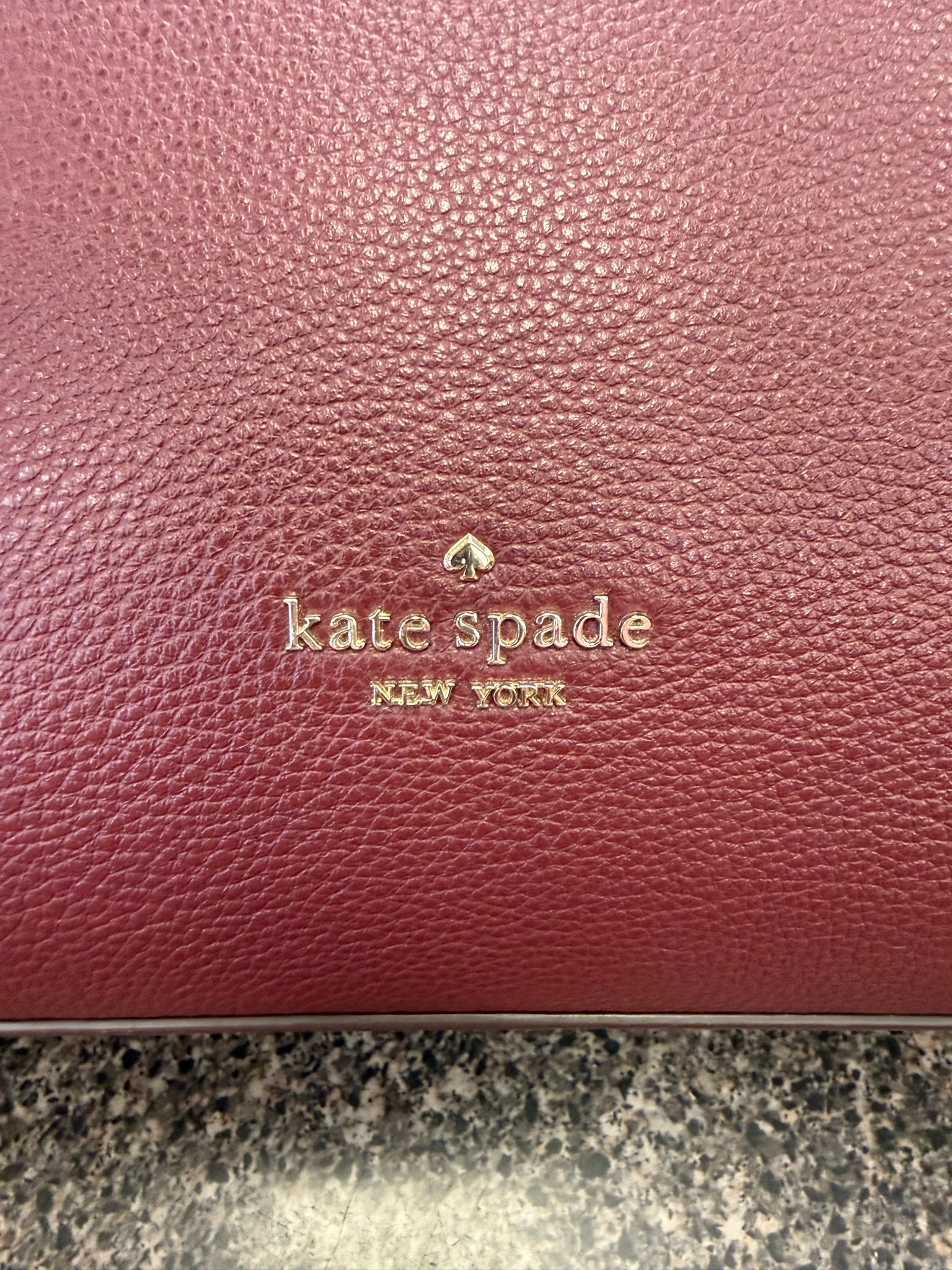 Pre-owned KATE SPADE Maroon Gold Tote Designer Purse