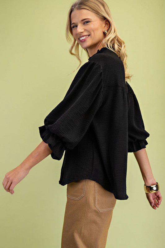 New Gigio Black Size: S Quarter Sleeve Blouse