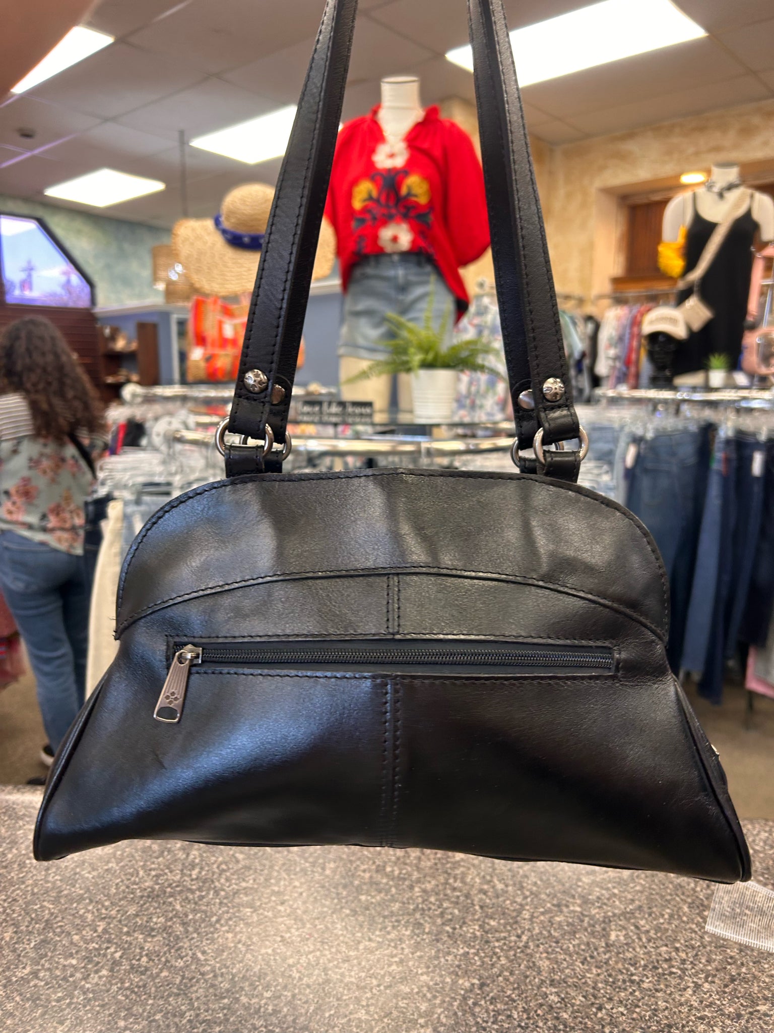 Pre-owned PATRICIA NASH Black Silver Trim Shoulder Designer Purse