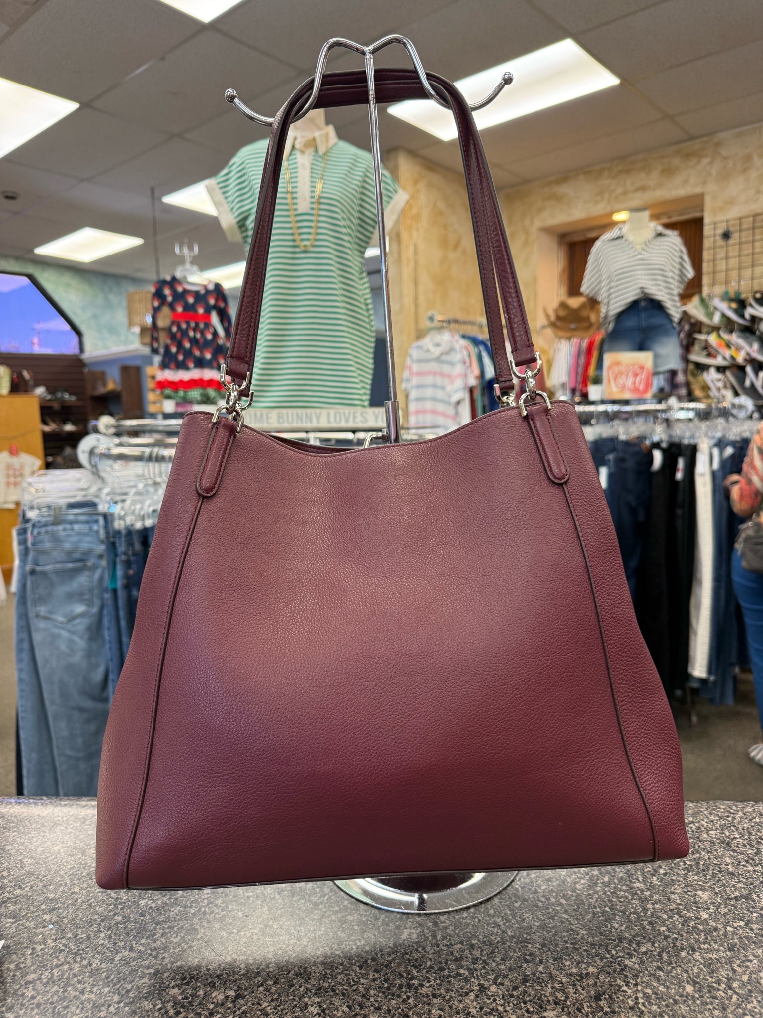 Pre-owned KATE SPADE Maroon Gold Tote Designer Purse