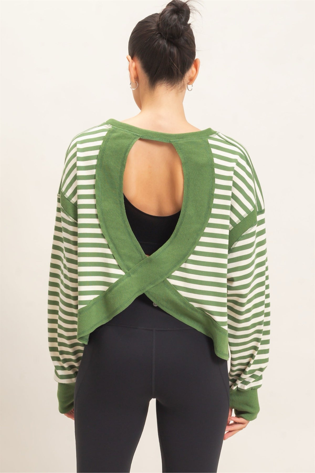 New HYFVE Green stripe Size: S Long Sleeve Blouse