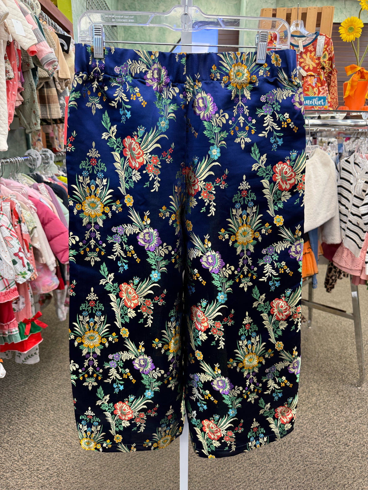 Pre-owned FREE PEOPLE Navy Multi Floral Size 4 Pants