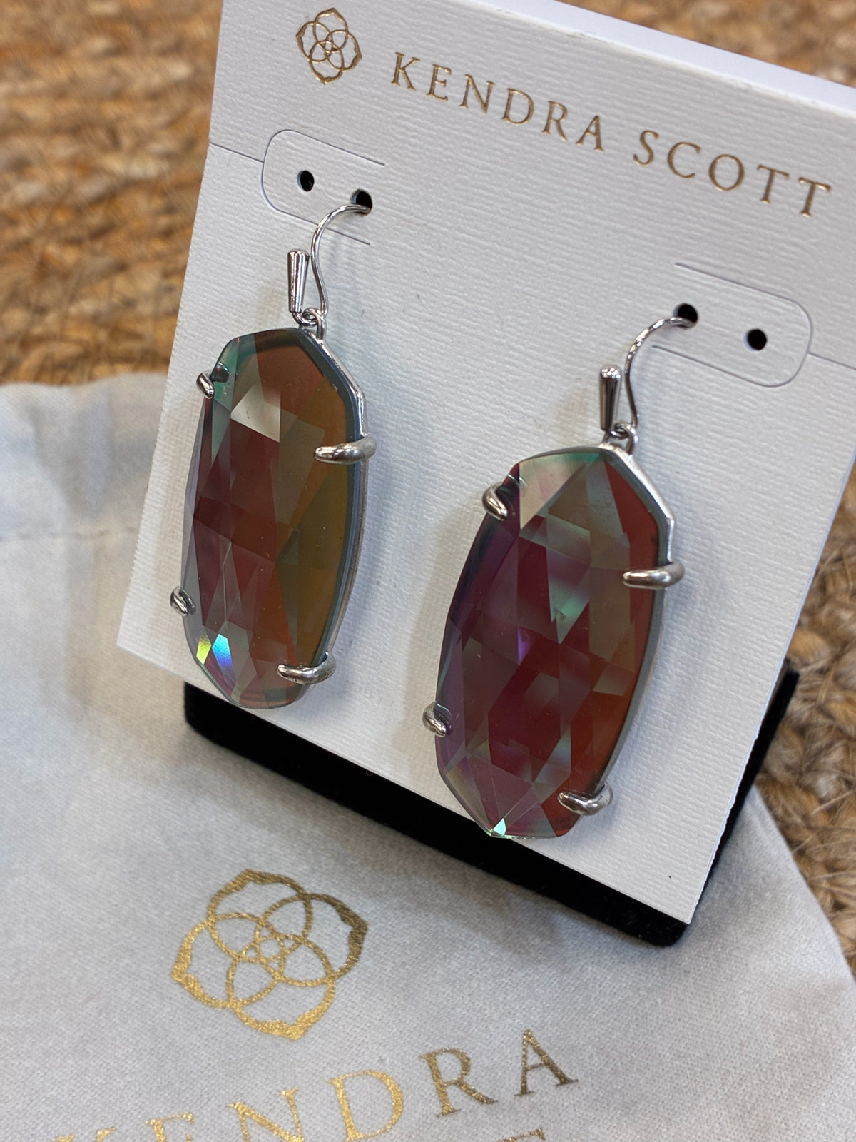 Pre-owned KENDRA SCOTT Purple Silver Trim Designer Earring