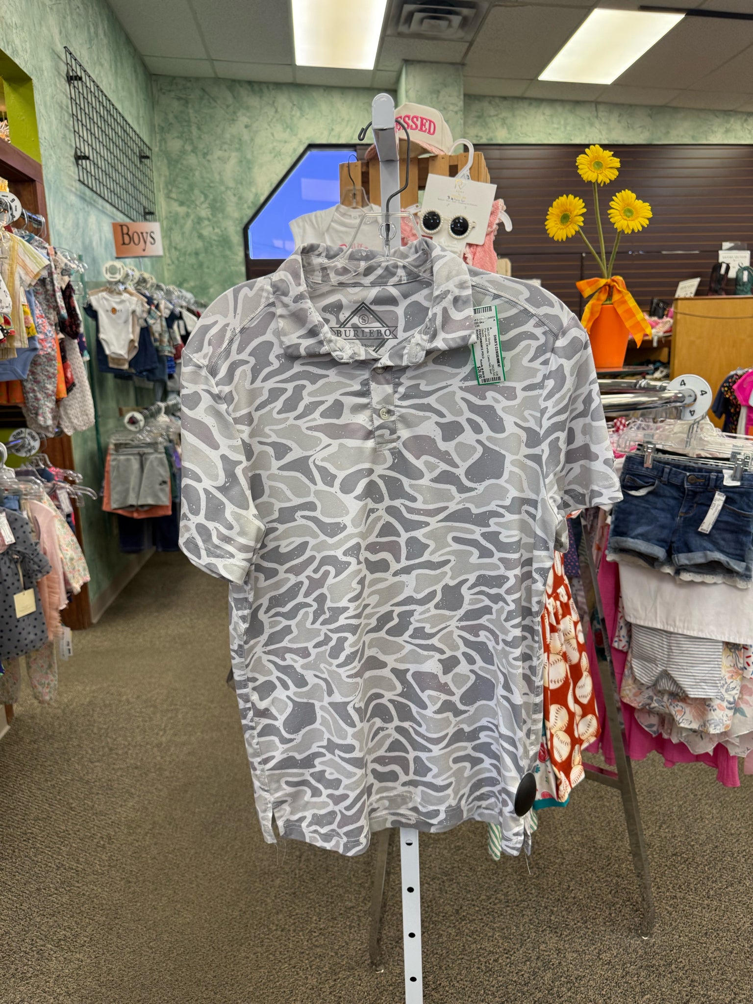 Pre-owned Burlebo Off white Camo Print Men Size S Short Sleeve MENS Shirts