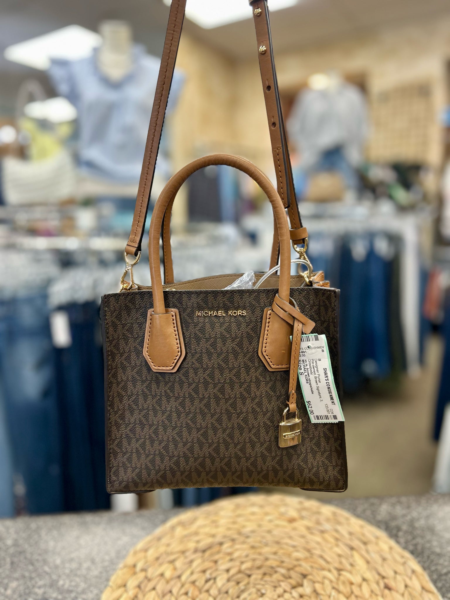 Pre-owned MICHAEL KORS Brown Signature Crossbody Designer Purse