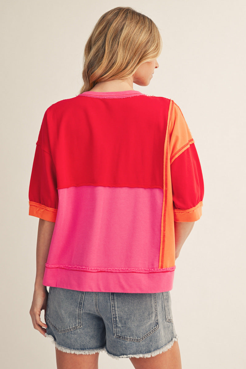 New JODIFL Red Orange Trim Size: S Quarter Sleeve Blouse