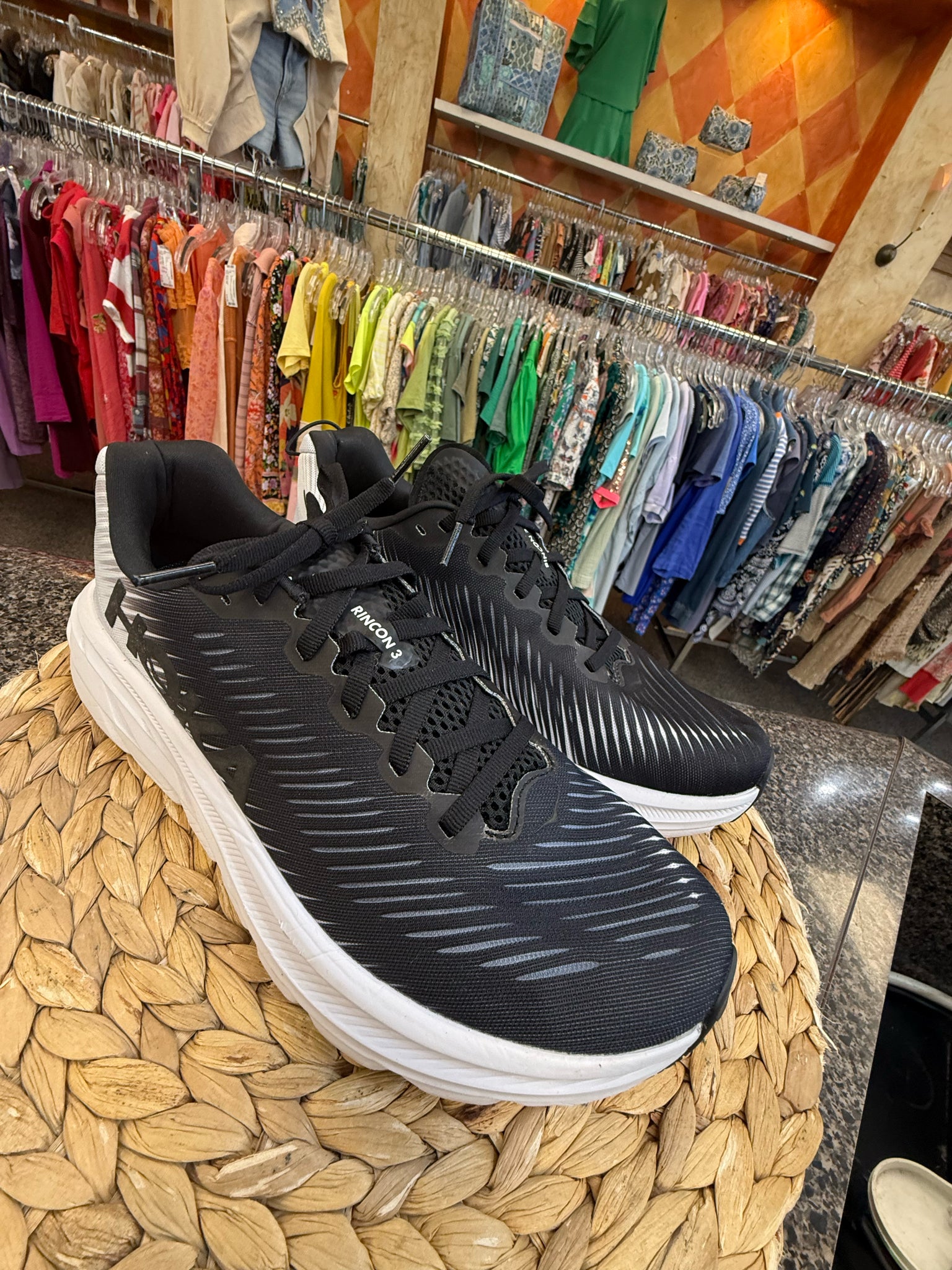 Pre-owned HOKA Black White Trim Size 10 Designer Sneaker