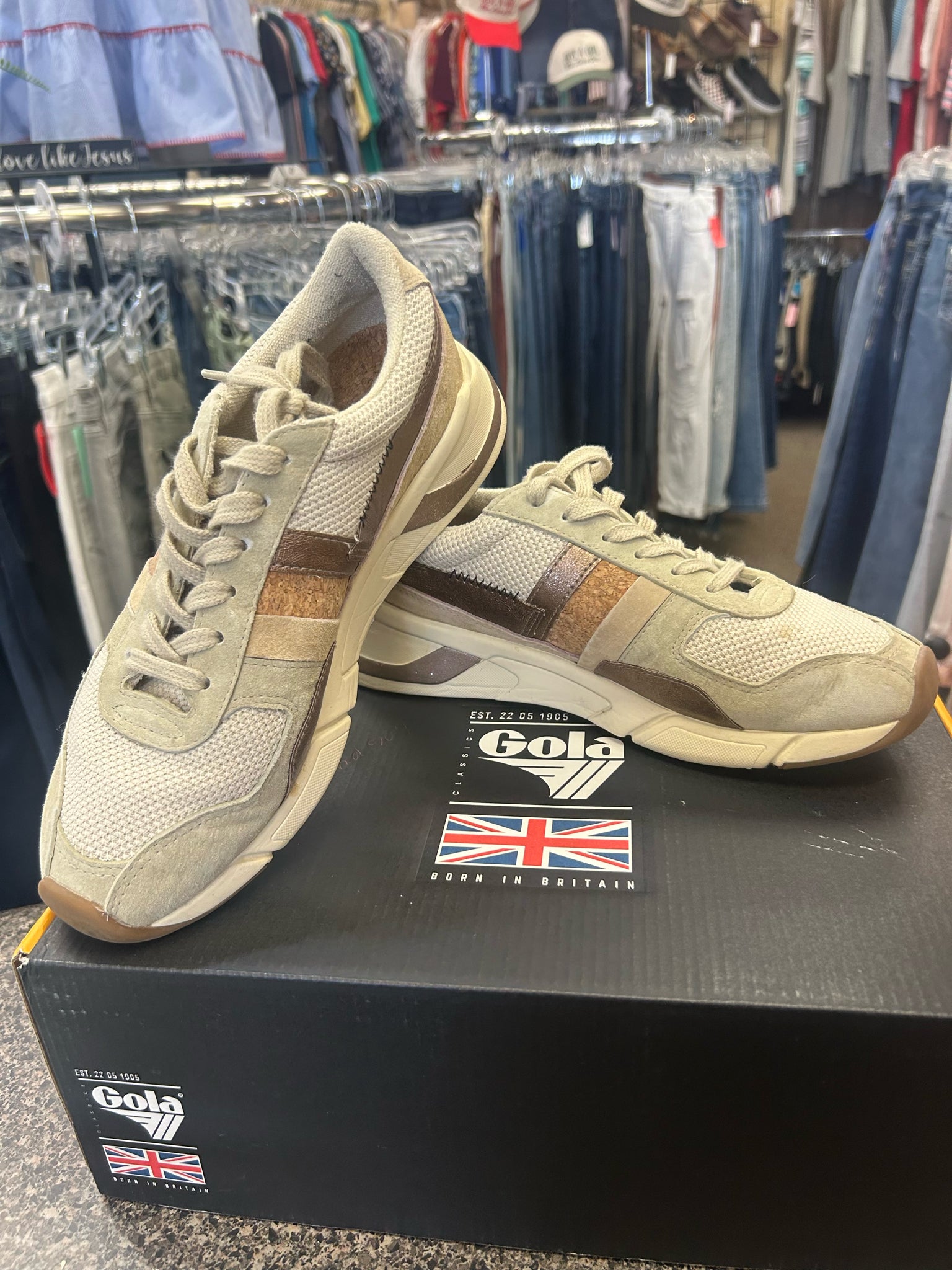 Pre-owned Gola Beige Bronze Size 8 Designer Sneaker