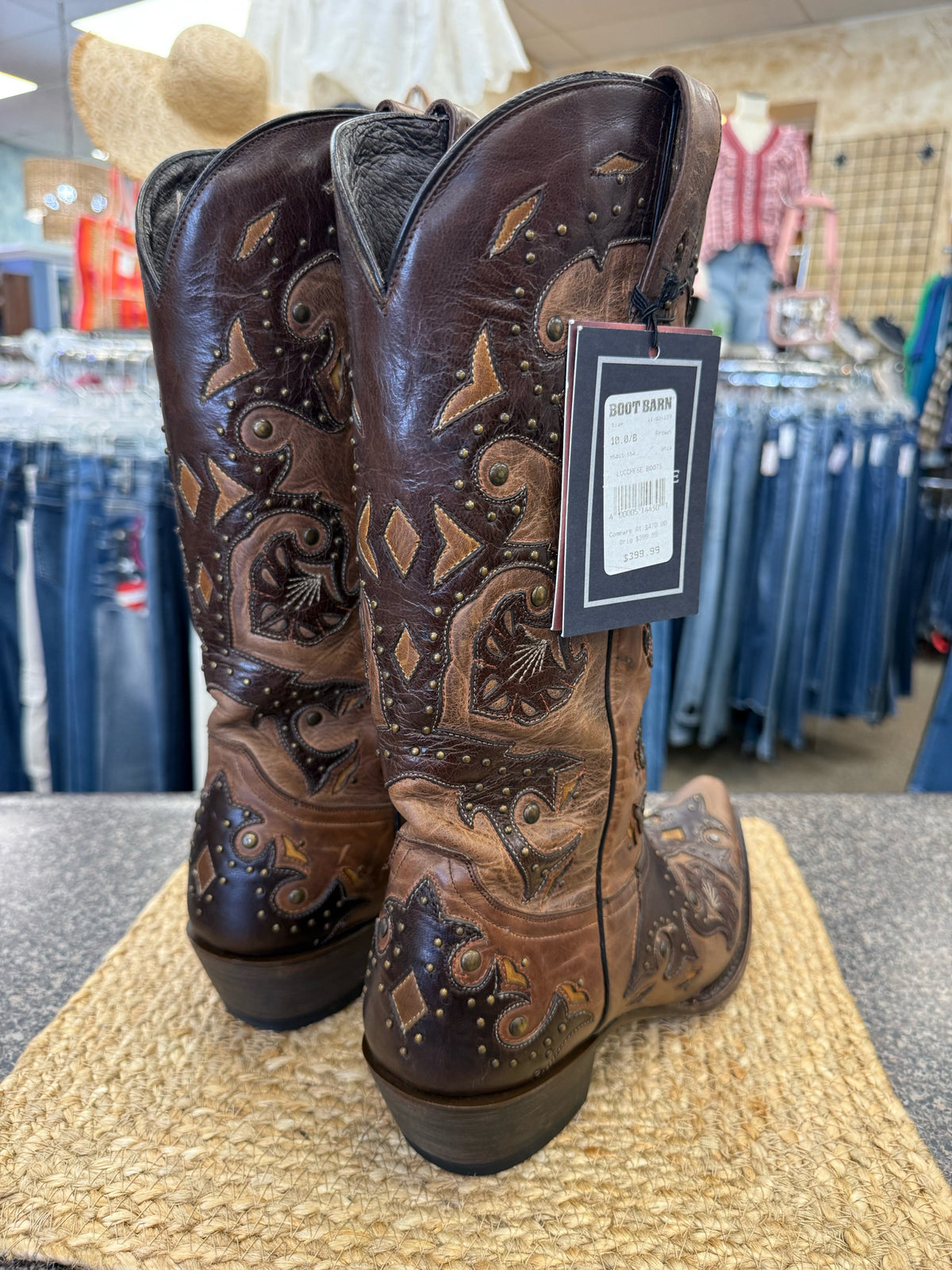 Pre-owned LUCCHESE CHOCOLATE Dark Brown Size 10 Designer Boot