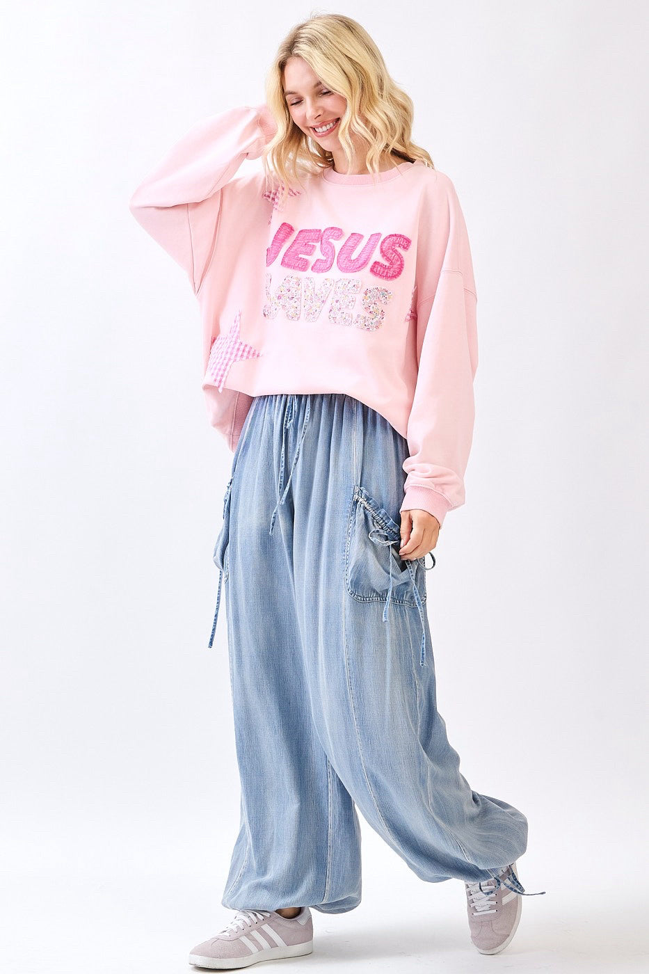 New MITTOSHOP Light pink Size S Long Sleeve Sweatshirt